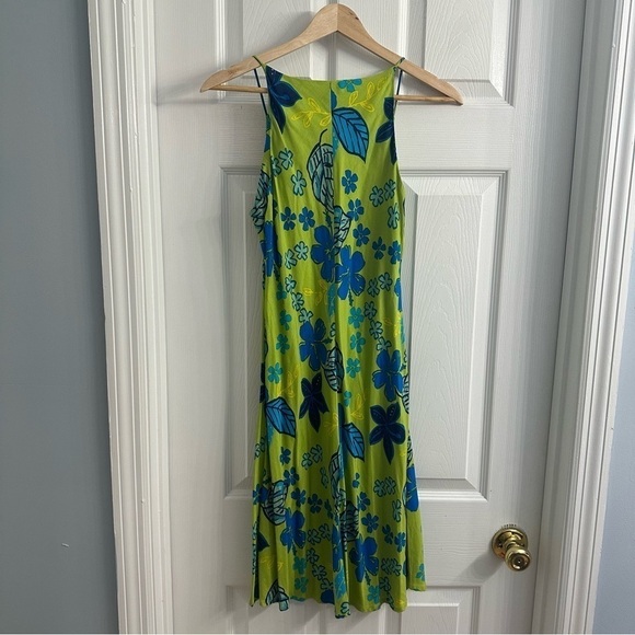 Vintage Dress Mini Summer Floral Green Y2K Casual Beach Shift Dopamine 0 Small - Picture 4 of 6
